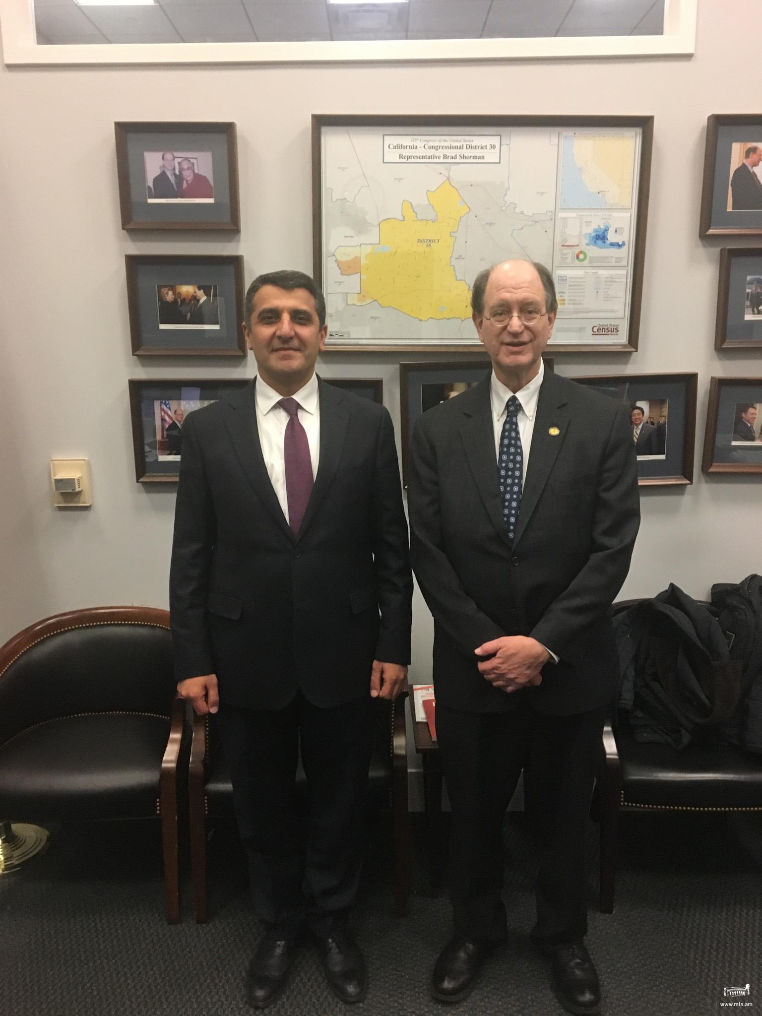 Appointed-Ambassador Nersesyan’s meeting with Congressman Brad Sherman