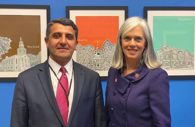 Varuzhan Nersesyan, Ambassador of the Republic of Armenia to the Unites States of America, met with Congresswoman Katherine Clark (D–Massachusets)